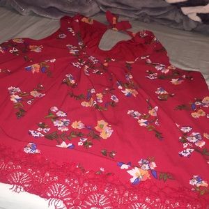 Red floral Plus size blouse